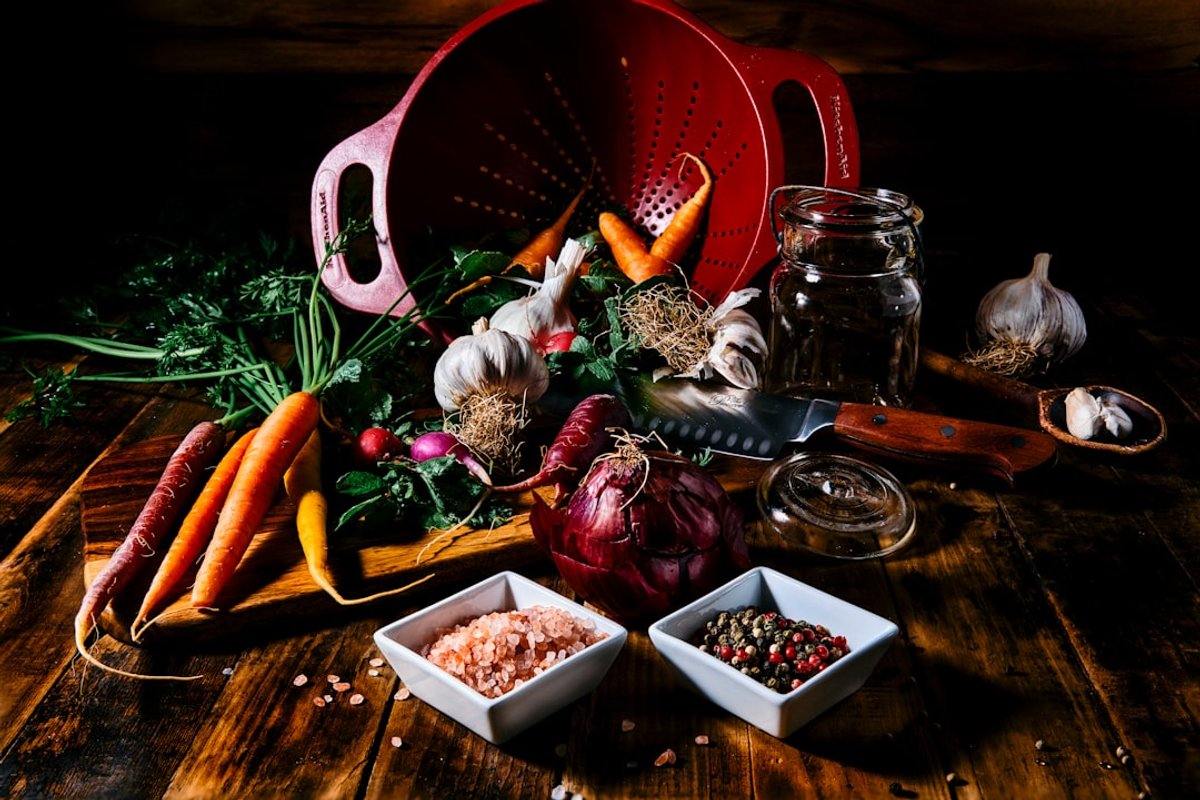 Fresh herbs and food ingredients for catering preparation